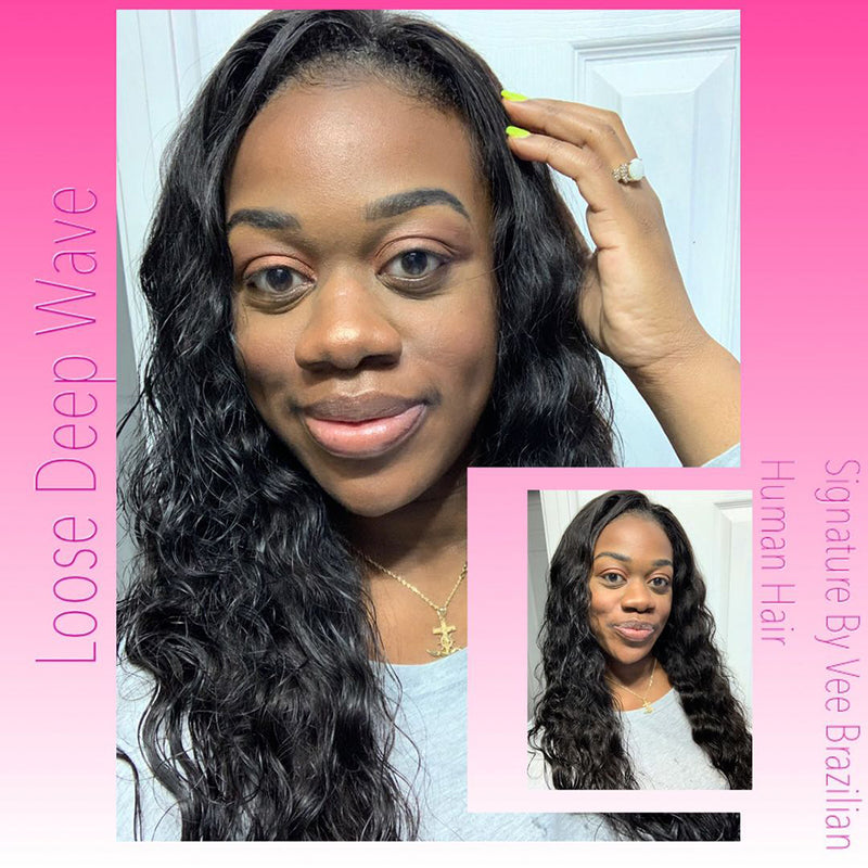 Loose Deep Wave Virgin Human Hair Natural Black Bundles