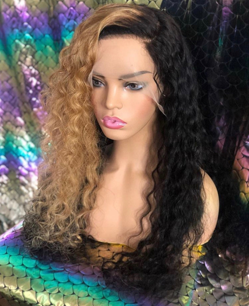 Deep Wave Human Hair Full Lace Wig 13x6 Frontal Lace Wig Naturlal Black #1B