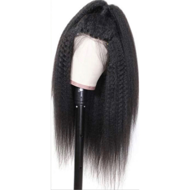 Kinky Straight Human Hair Full Lace Wig 13x6 Frontal Lace Wig Naturlal Black #1B