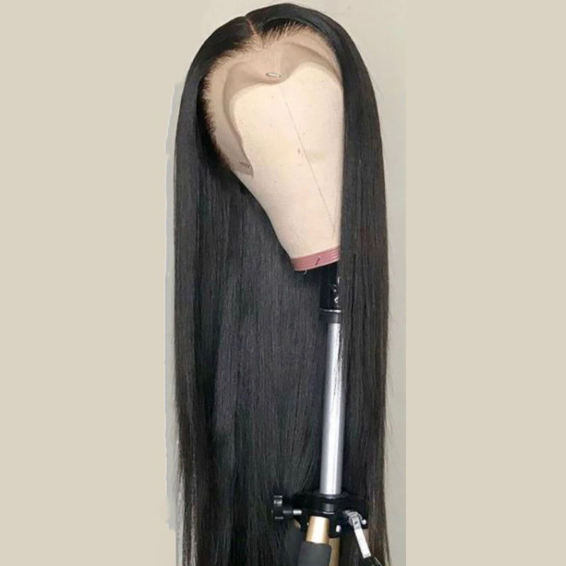 Straight Human Hair Full Lace Wig 13x6 Frontal Lace Wig Naturlal Black #1B