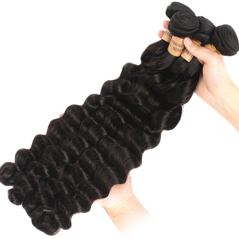 Bundle Deals Loose Deep Wave Virgin Human Hair Natural Black